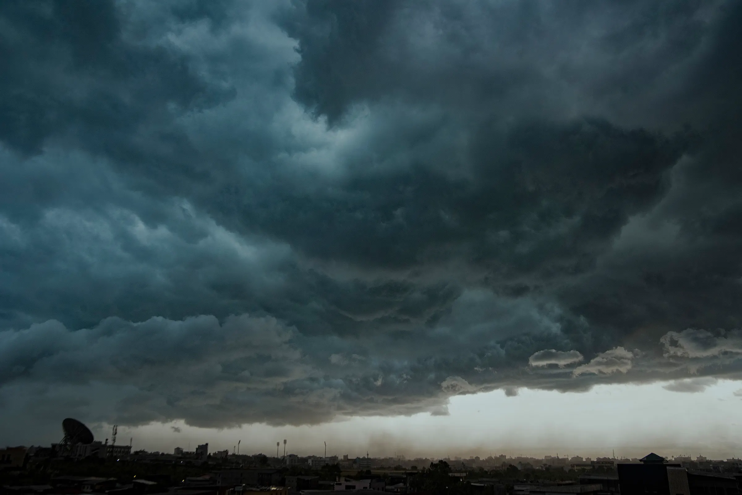Dark rain clouds gathering over Bépanda, Douala